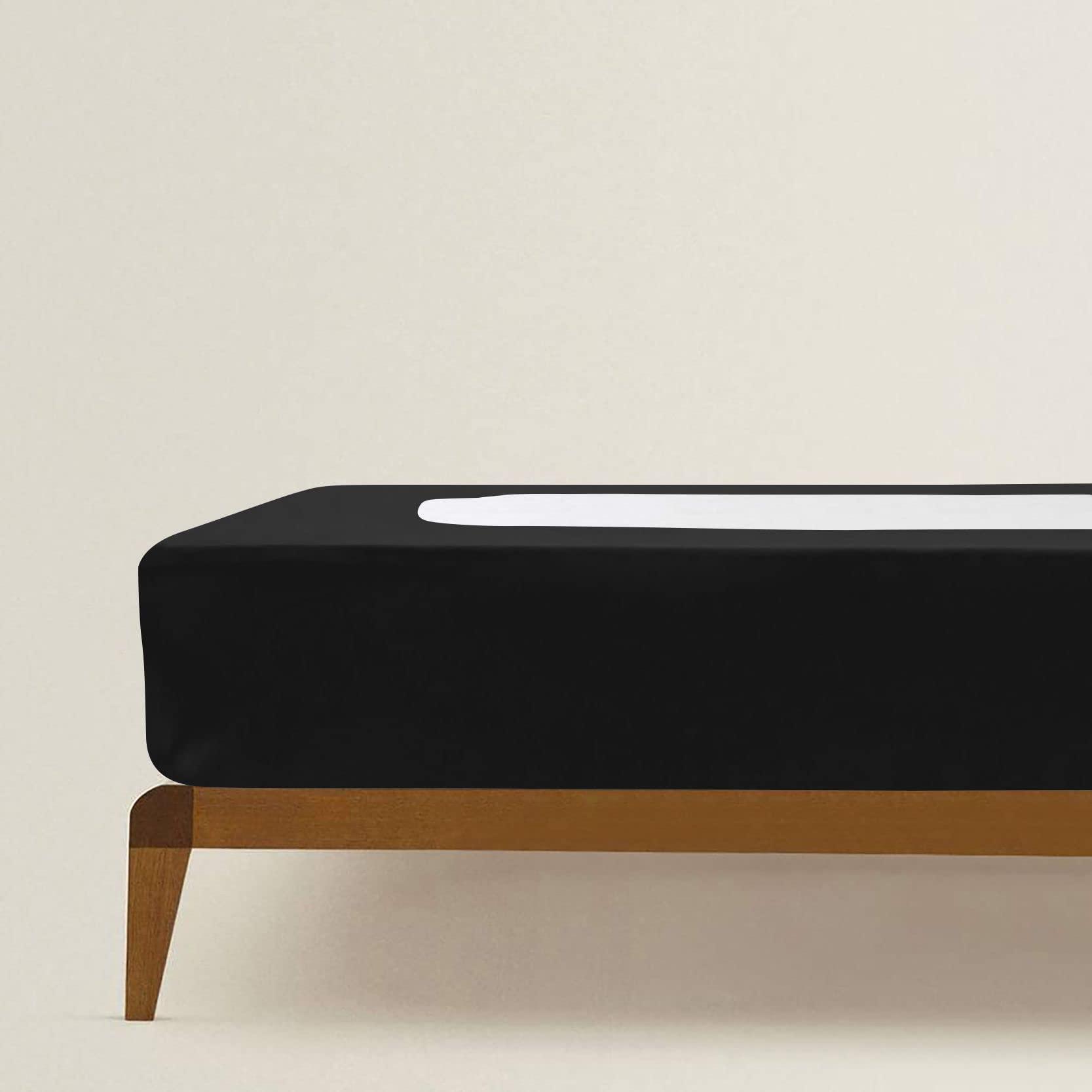 Kings Loft Kings Loft StretchWrap Box Spring Cover - 100% Egyptian Cotton, 1000 Thread Count, Wrap Around 4 Sides Bed Skirt for Hotel & Home, Fits Box Springs up to 28 Inch - Cal-King, Black