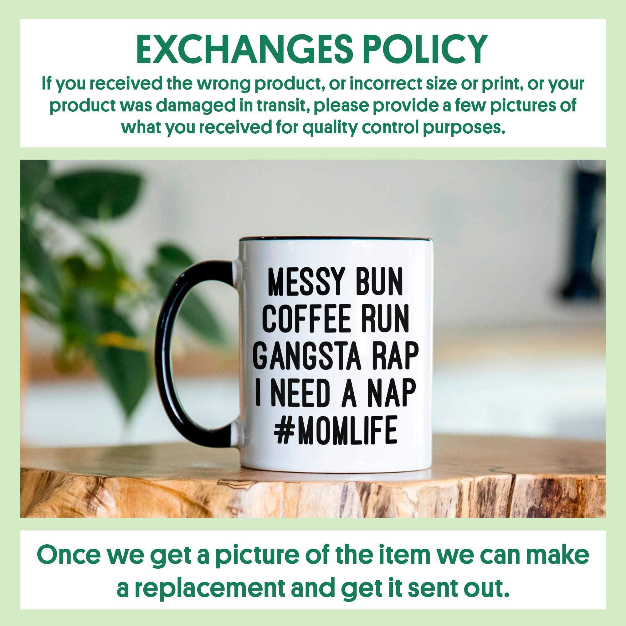 HALAM DECOR HALAM DECOR Mom Shirts Mom Life Messy Bun Coffee Run Gangsta Rap Nap Cup 11oz Accent Mug