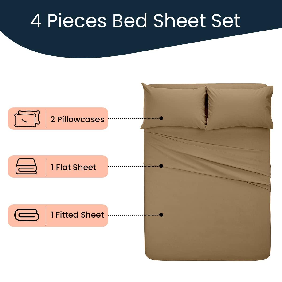 Egyptian Cotton Collection 100% Egyptian Cotton Sheets Cal-King Size - 4-PCs Cal-King Size Bed Sheets Set | 550-TC Egyptian Cotton Sheets | Luxury Sheets Cal-King Size, Fits (10-12\" Deep Pocket), Cal-King Sheet Set, Taupe