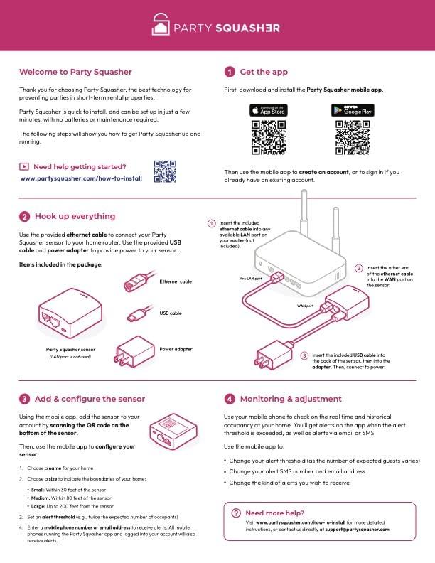 Party Squasher Party Squasher Home Occupancy Monitoring Service: Whole Home Sensor and Mobile App with 1-Year Subscription