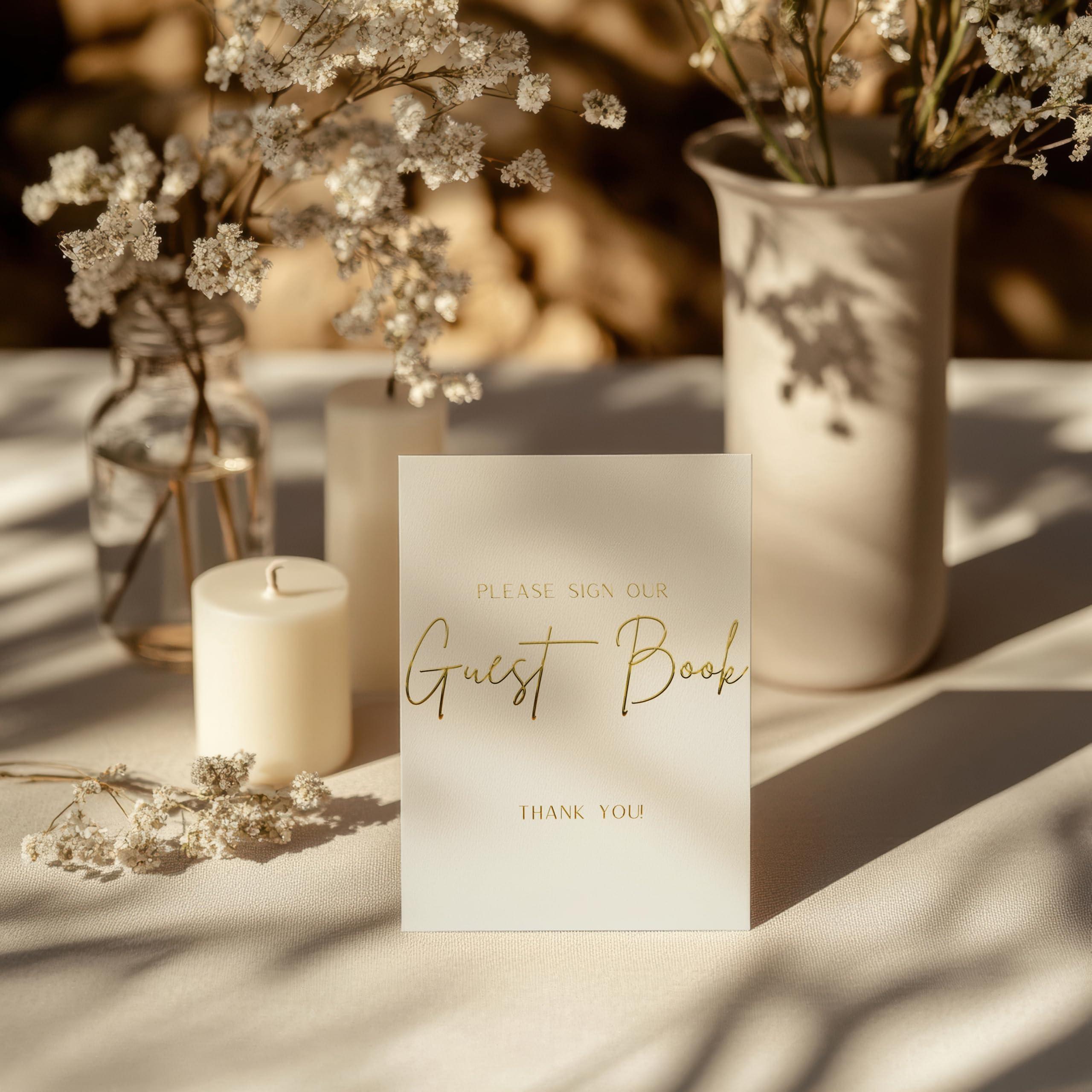 Swanique Wedding Guest Book for Guests to Sign, Elegant Wedding Guestbook Ideas, Sign in Book for Bridal and Baby Shower, Polaroid Guest Book, 100 Thick Lined and Blank Pages for Party, Wedding Books