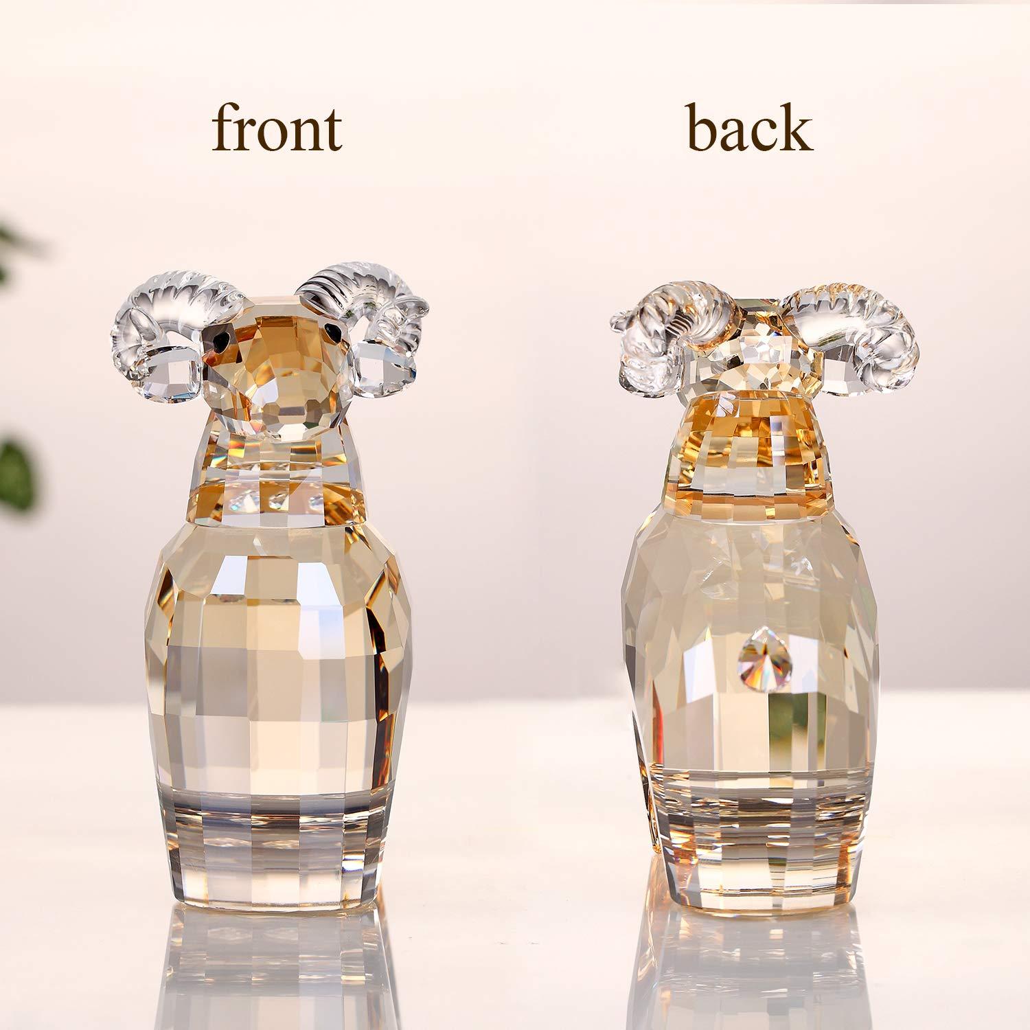 DOJOZ Crystal Sheep Zodiac Collectible Figurine Ornament Animal Home Decor Figurine Birthday Gifts (Gold)
