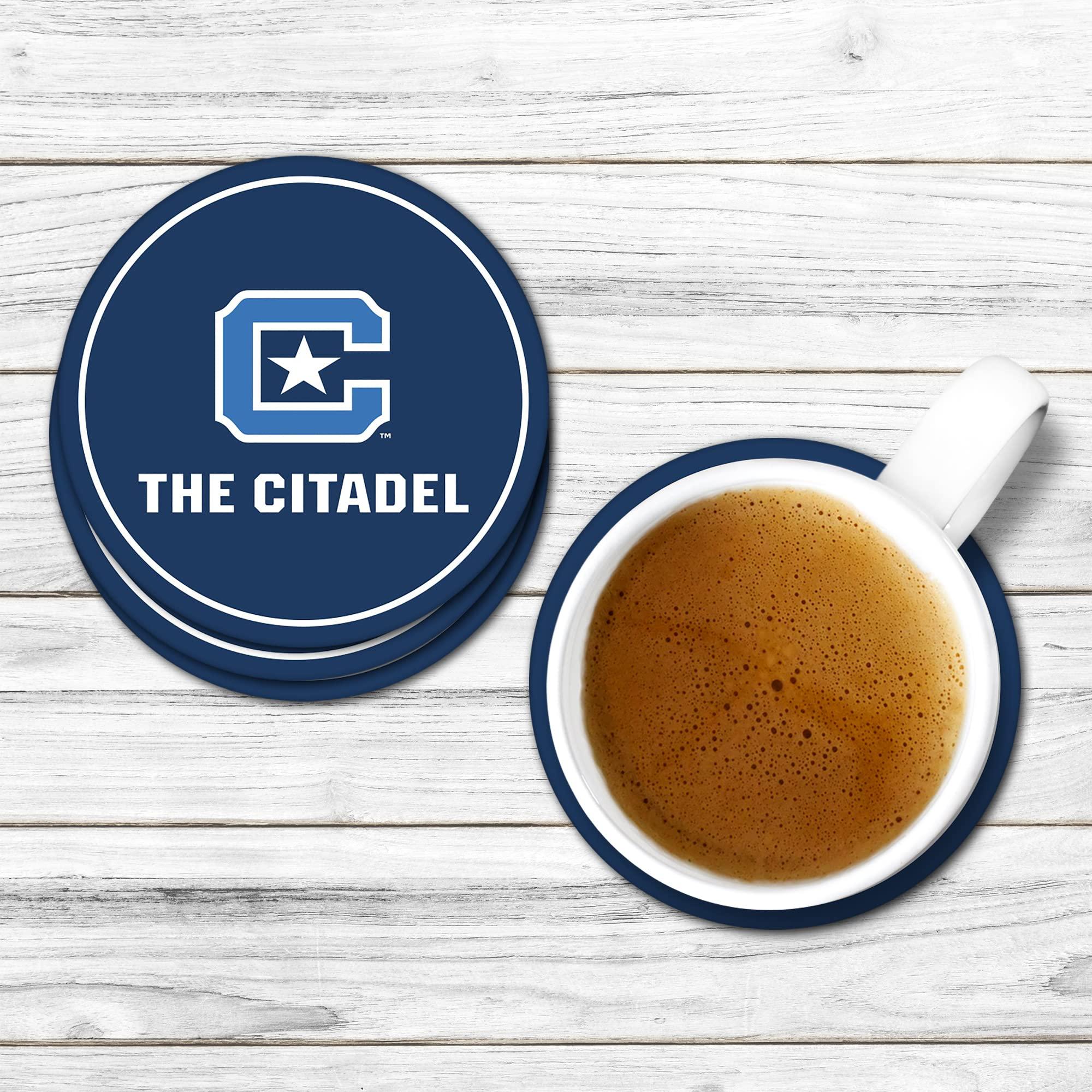 greeklife.store The Citadel Hardboard with Cork Backing Beverage Coasters Round (Set of 4) Coasters for Drinks (The Citadel 3)