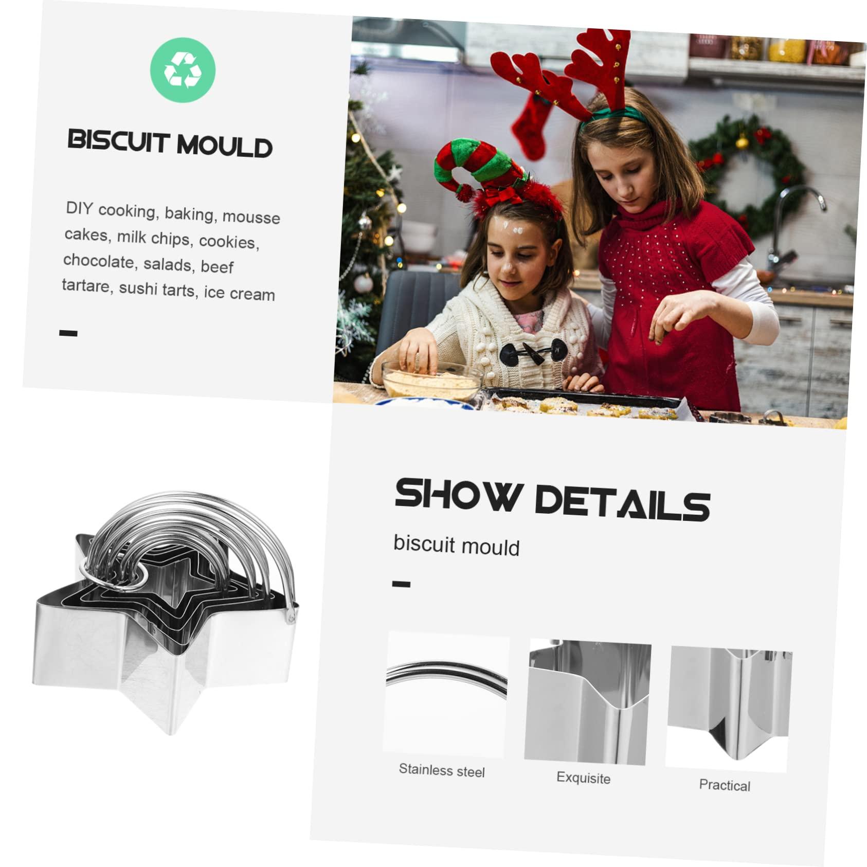 PRETYZOOM PRETYZOOM Biscuit Mold Set 5 Pcs Star Cookie Cutters Baking Molds for Biscuits Stainless Steel Cookie Cutter Shape for Fondant Crafts