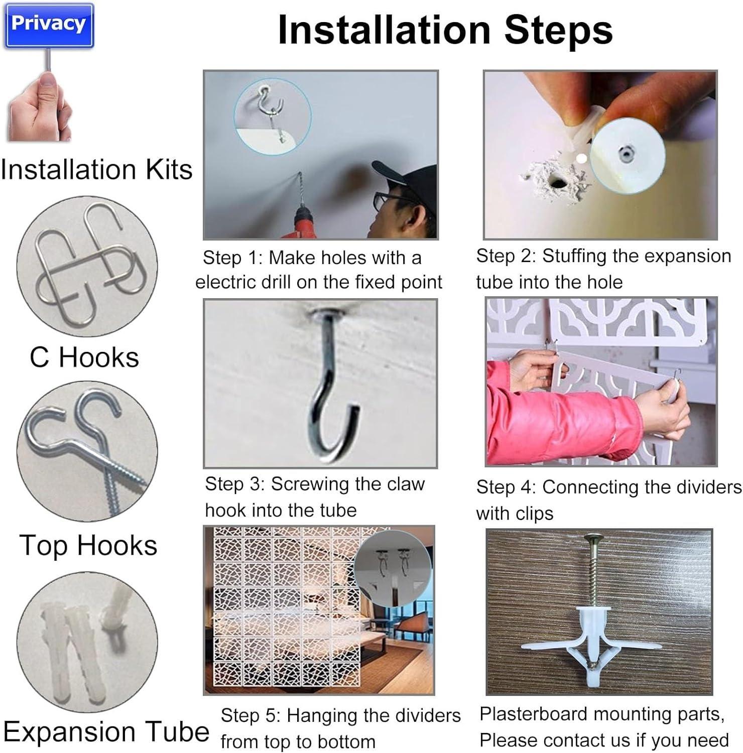 SAFWELAG SAFWELAG Folding Freestanding Partition Room Hanging Screen Divider Panels Hanging Room Divider, Lightweight Panel Screen for Apartment Studio, Open Space Partition Curtain Wall with Accessories (Col