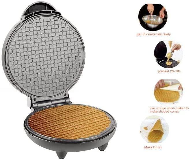 PRABOS PRABOS Waffle Cone and Bowl Maker Homemade Ice Cream Cone Iron Machine Includes Shaper Roller Suitable for Restaurant Dessert Shop Snack Family