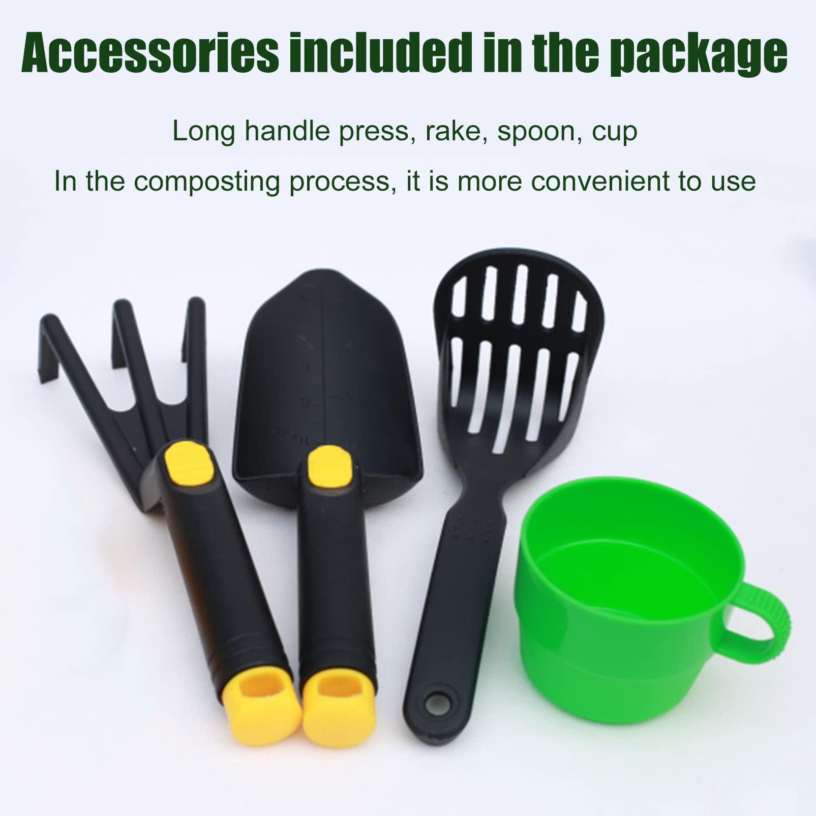 Doorhighpeak Indoor Small Composter Starter Kit Kitchen Compost Bin, Countertop Compost Pail with Sealed Lid and Accessories, Food Recycler Collect Bucket, Cupboard Bin Waste Container Create Rich Organic Compos