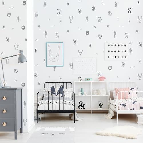 Baby RyRo London Baby RyRo London Stylish Animal Wall Decals - Charming Jungle Nursery Decor, Nordic Style Safari Wall Decals for Baby Room Decor, Black & White Jungle Wall Decals, Peel and Stick.