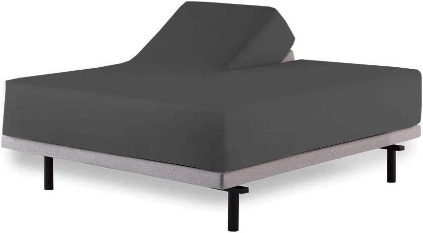 NON Sticky cotton Split Top King Fitted Sheet Only for Adjustable Bed, Partial Split King Sheets for Adjustable Bed, Top Split King Fitted Sheet Fit Upto 16\" Deep Mattress - King 34\" Top Split, Dark Grey