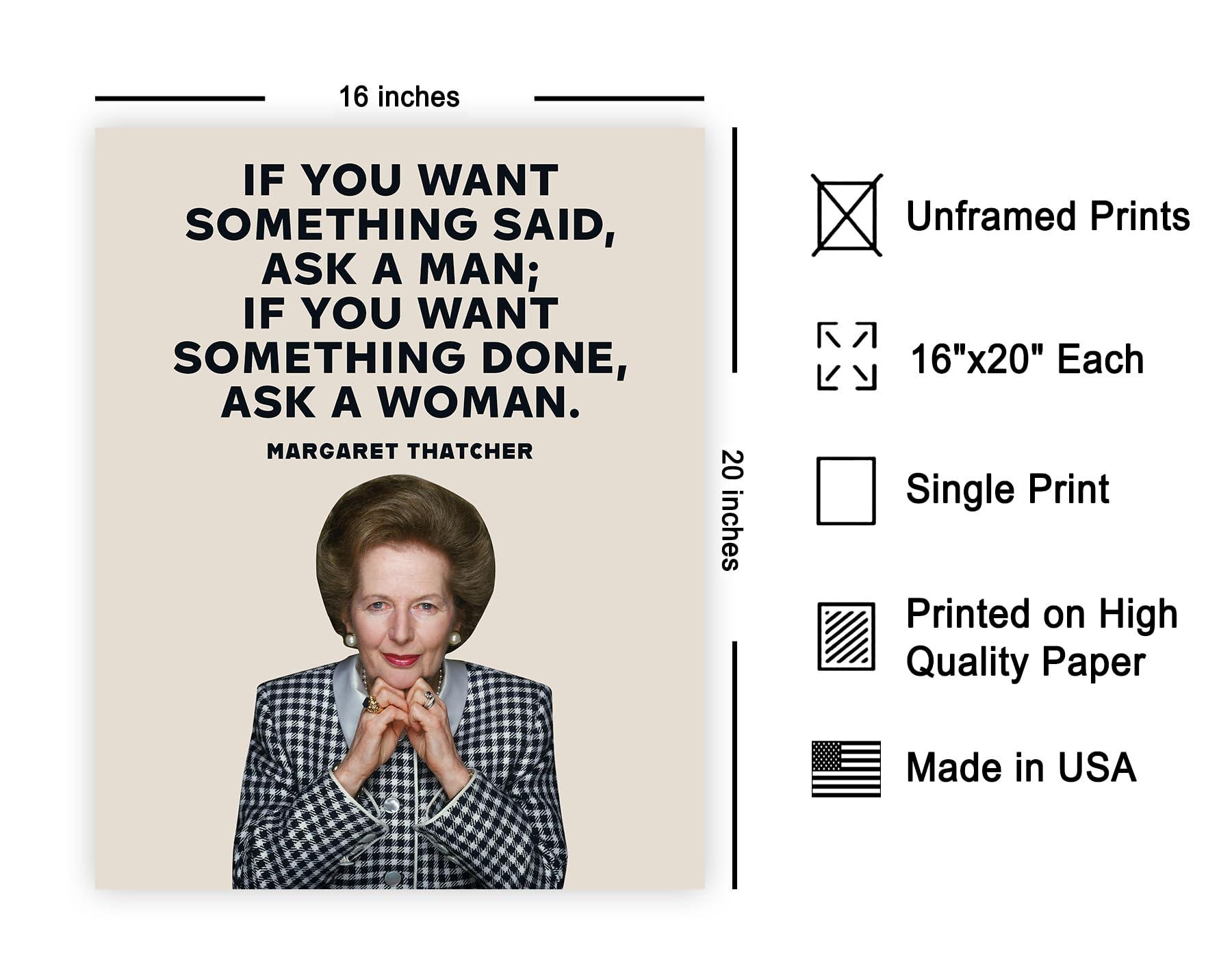 Monem Art Studio Monem Art If You Want Something Done Ask A Woman Poster - Margaret Thatcher Print - Motivational Quotes Art - Gift for Men & Women - Inspiring Decor for Bedroom or Office - 16x20 UNFRAMED Wall Art