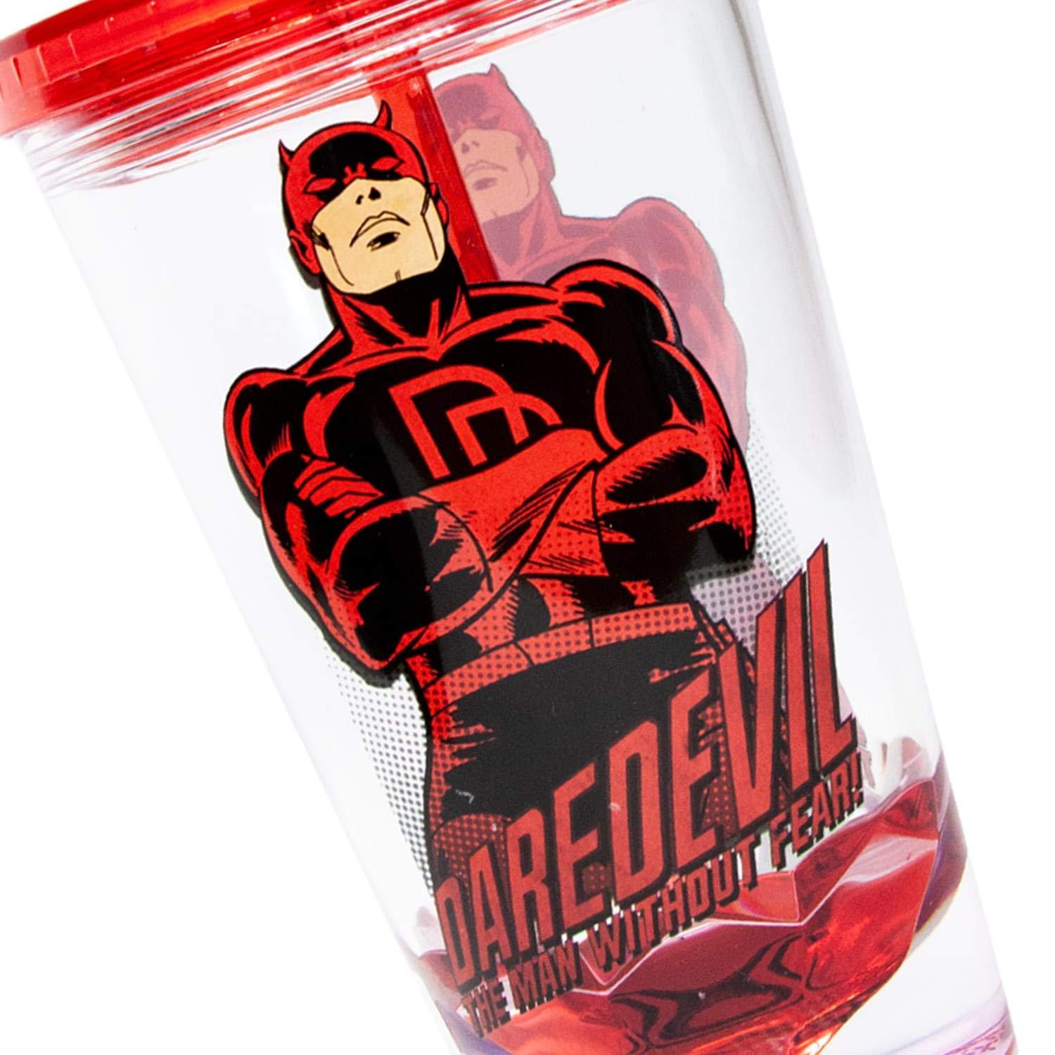 JUST FUNKY JUST FUNKY OFFICIAL Daredevil Reusable Tumbler With Straw | Feat. Dardevil\'s Hero Pose | Holds Up To 18-Ounces Of Your Favorite Beverage