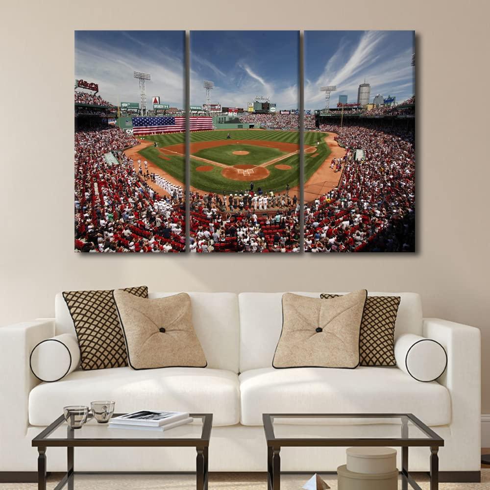TUMOVO American Baseball Pictures Canvas Wall Art for Living Room Fenway Park in Boston Large Wall Art Modern Artwork Contemporary Home Decor Print On Canvas Ready to Hang for Bedroom Office 60"Wx40"H