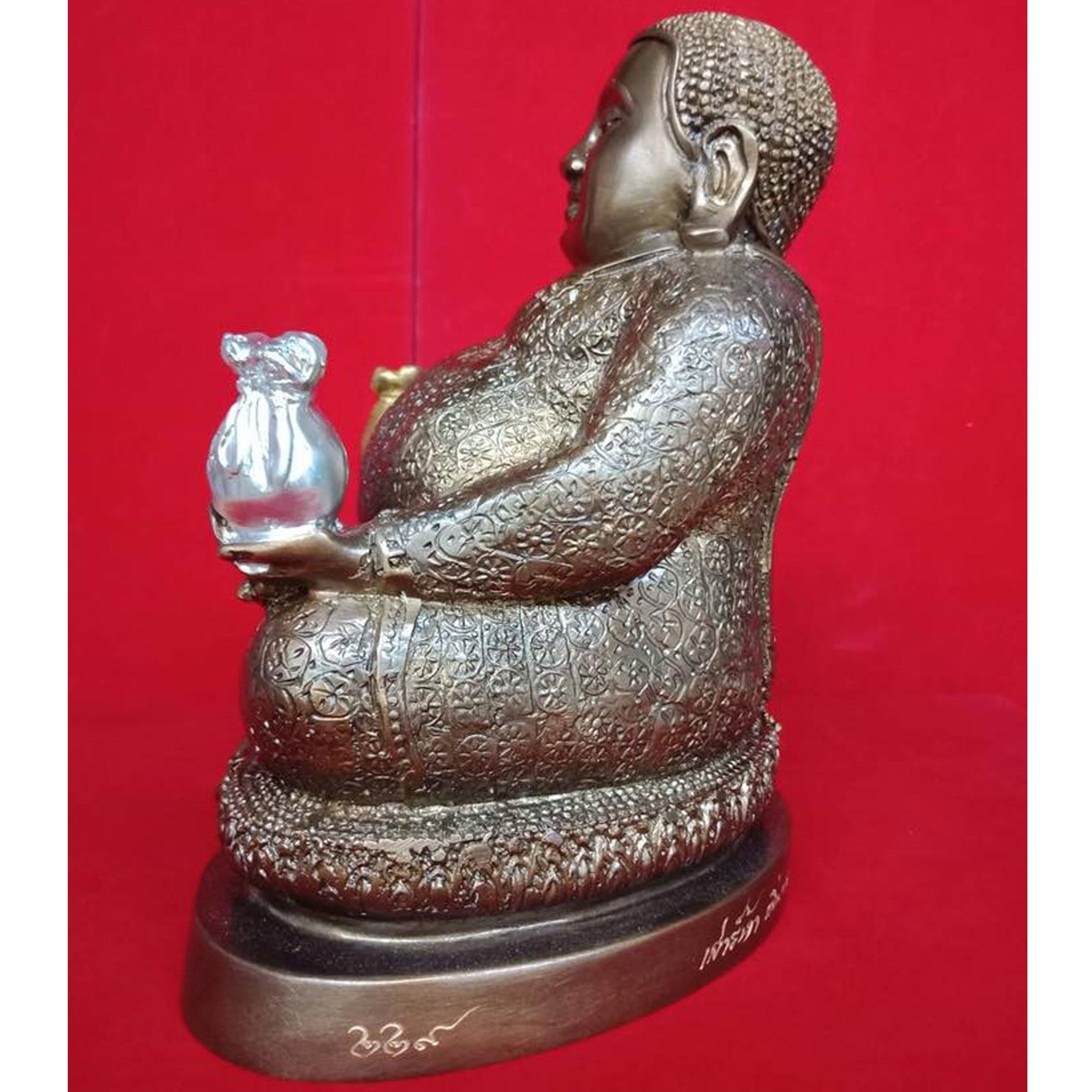 amulet city Home Buddha Jewelry Amulet 7" Thai Buddha Amulets Magic Sangkajai Miracle Rich Lucky Happy Buddha Real Pendant by Lp Hong Prompaanyo