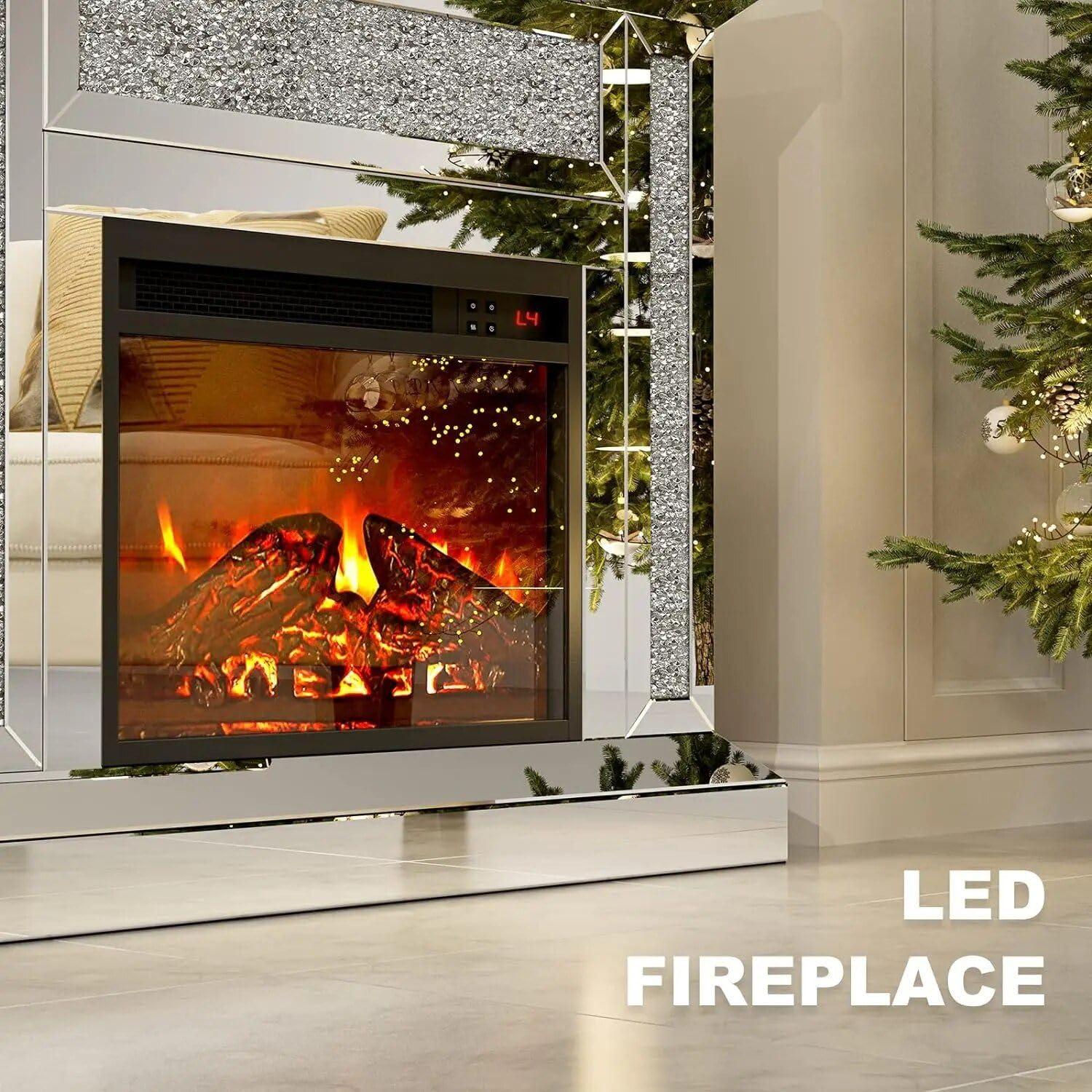Generic Modern Art Deco Mirrored Electric Fireplace
