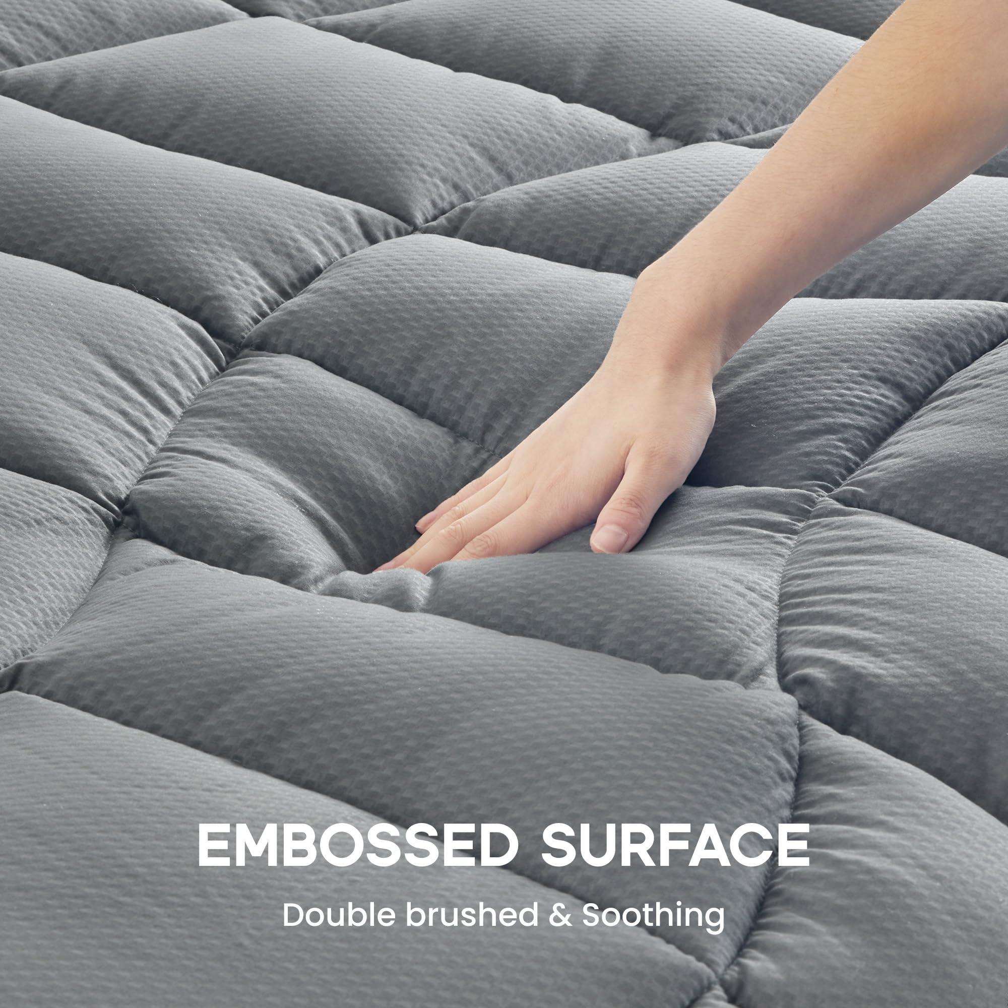 Sonive SONIVE Mattress Pad, Extra Thick and Soft Mattress Cover, Fluffy Down Alternative Mattress Topper, Fill Streches up to 21 Inches with Deep Pocket (Grey, Full)
