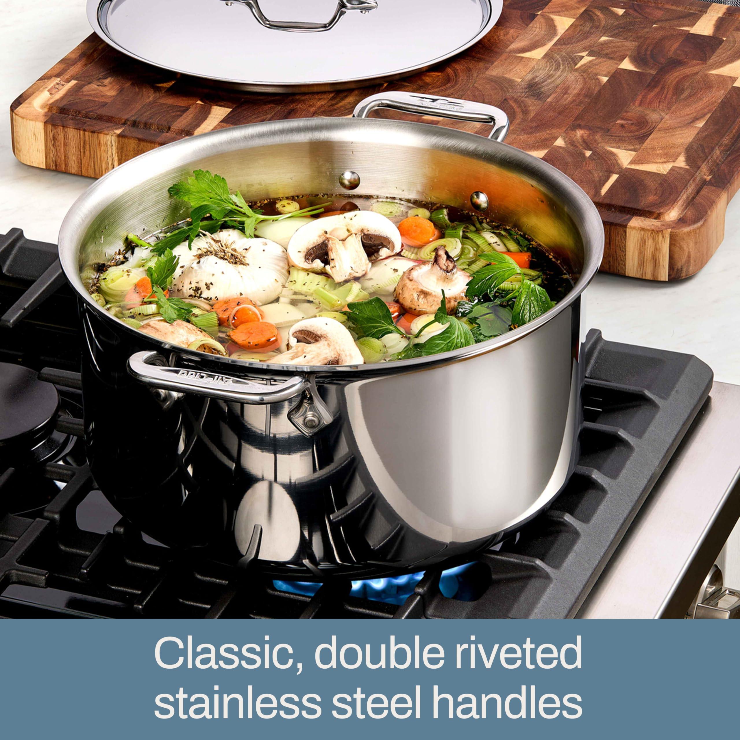 All-Clad All-Clad D3 3-Ply Stainless Steel Stockpot with Lid 8 Quart, Induction, Oven Broiler Safe 600F, Silver