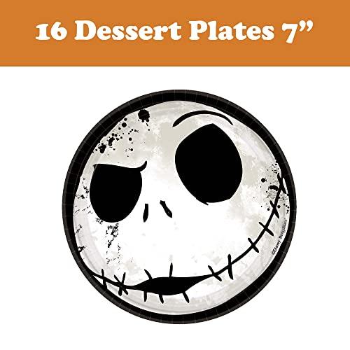 Another Dream Nightmare Before Christmas Birthday Party Supplies Bundle for 16 with Dinner Plates, Dessert Plates, Napkins, Cutlery, Mini Lantern Decorations and Pin