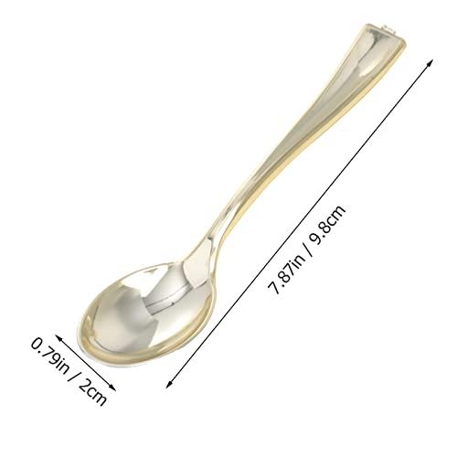 Cabilock Cabilock 80Pcs Plastic Spoons Heavy Duty Clear Plastic Tasting Spoons Gold Disposable Spoons Great for Dessert Sampling Appetizers Honey