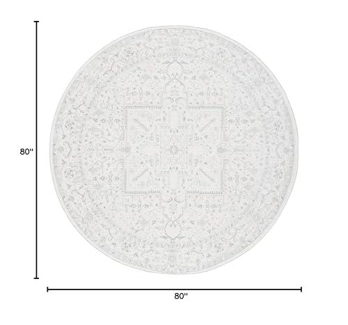 Martha Stewart MARTHA STEWART x SAFAVIEH 6'7" Round Ivory/Light Grey MSR8931B Sabrina Entryway Foyer Living Room Bedroom Dining Room Area Rug