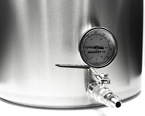 Northern Brewer Northern Brewer - MegaPot Stainless Steel Brew Kettle with Volume Markings (15 Gallon w/Valve and Thermometer)