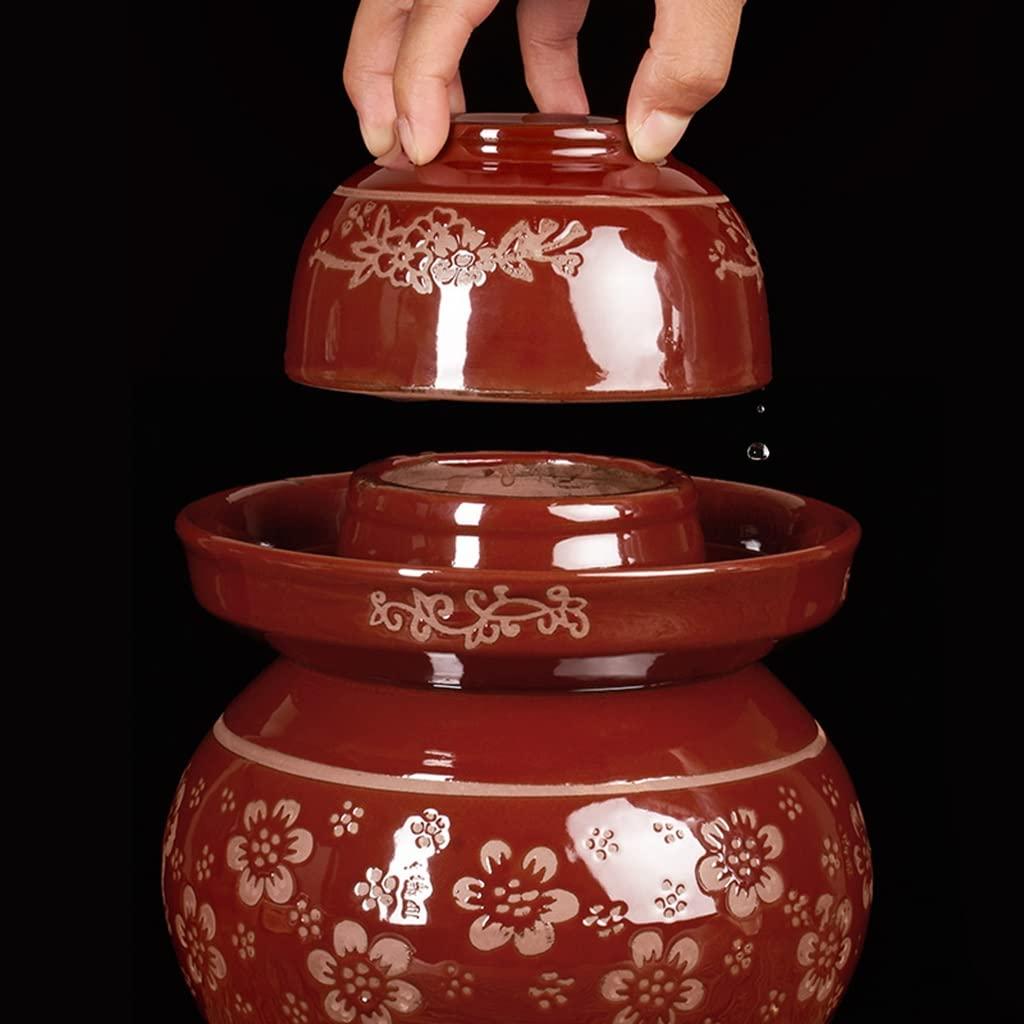 TUOENO Large Pickle Jar Fermenting Jar Chinese Fermentation Crock Fermentation Tank with Water Seal Lid for Pickling Kimchi Sauerkraut Honey Container, Food Serving Storage (Size : 6kg)