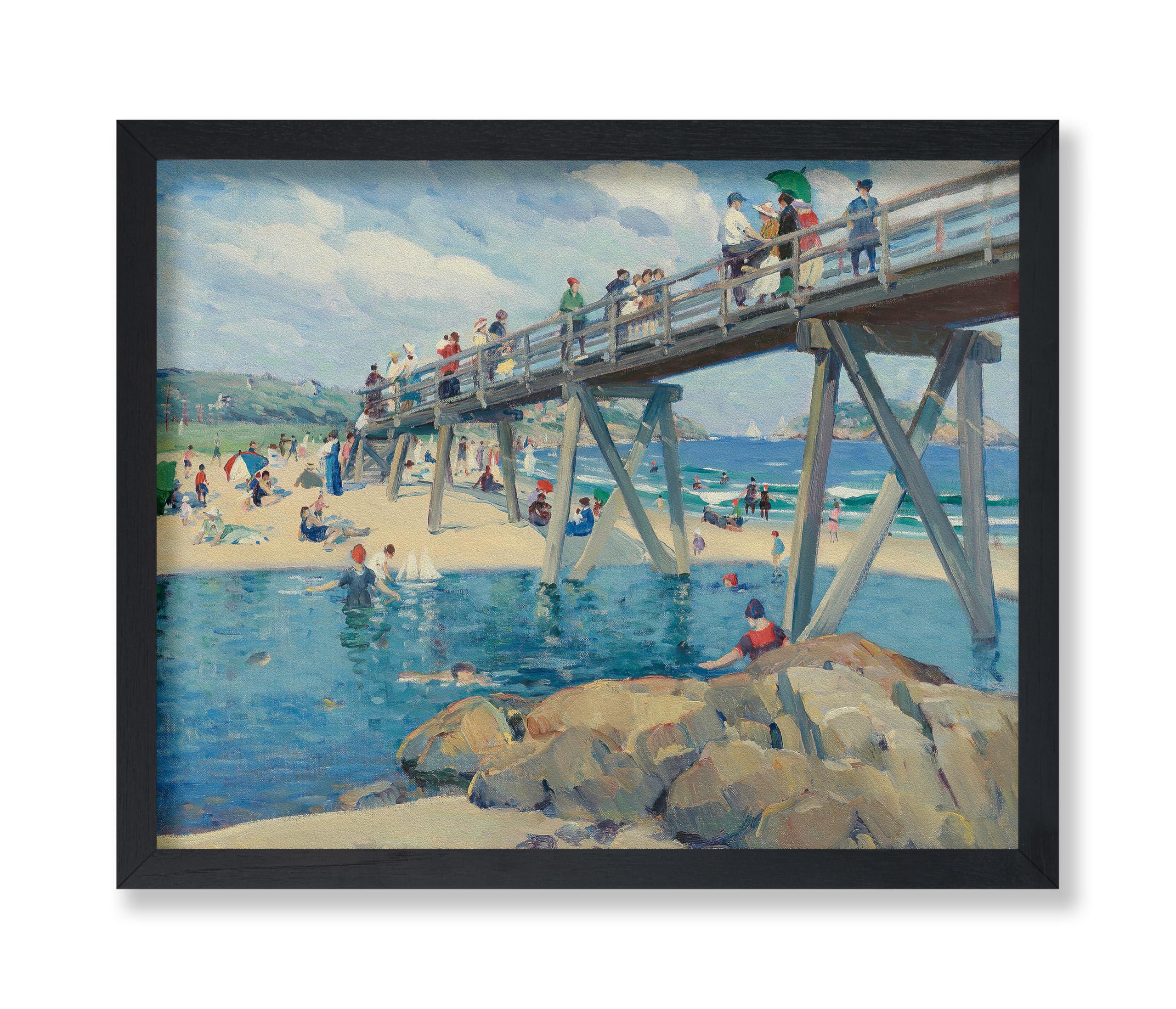 Poster Master Poster Master Vintage Beach Poster - Retro Good Harbor Beach Print - Massachusetts Art - Cool Travel Gift for Her, Him - Wall Decor for Bedroom, Bathroom, Lake or Beach House - 8x10 UNFRAMED Wall Art