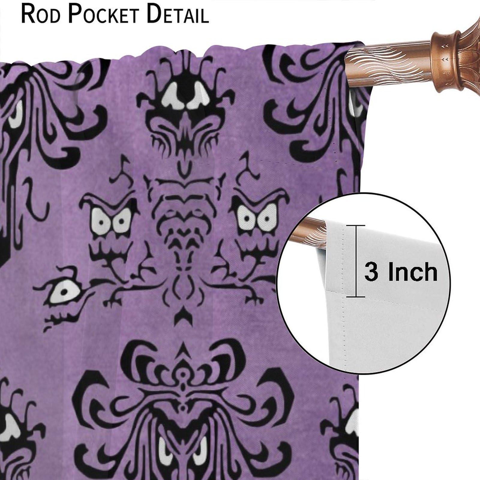 SENRUEGT Halloween Purple Haunted House Window Curtains,Teenage Boys Bedroom Living Room Halloween Party Event Decorative Drapes 42x54 Inch