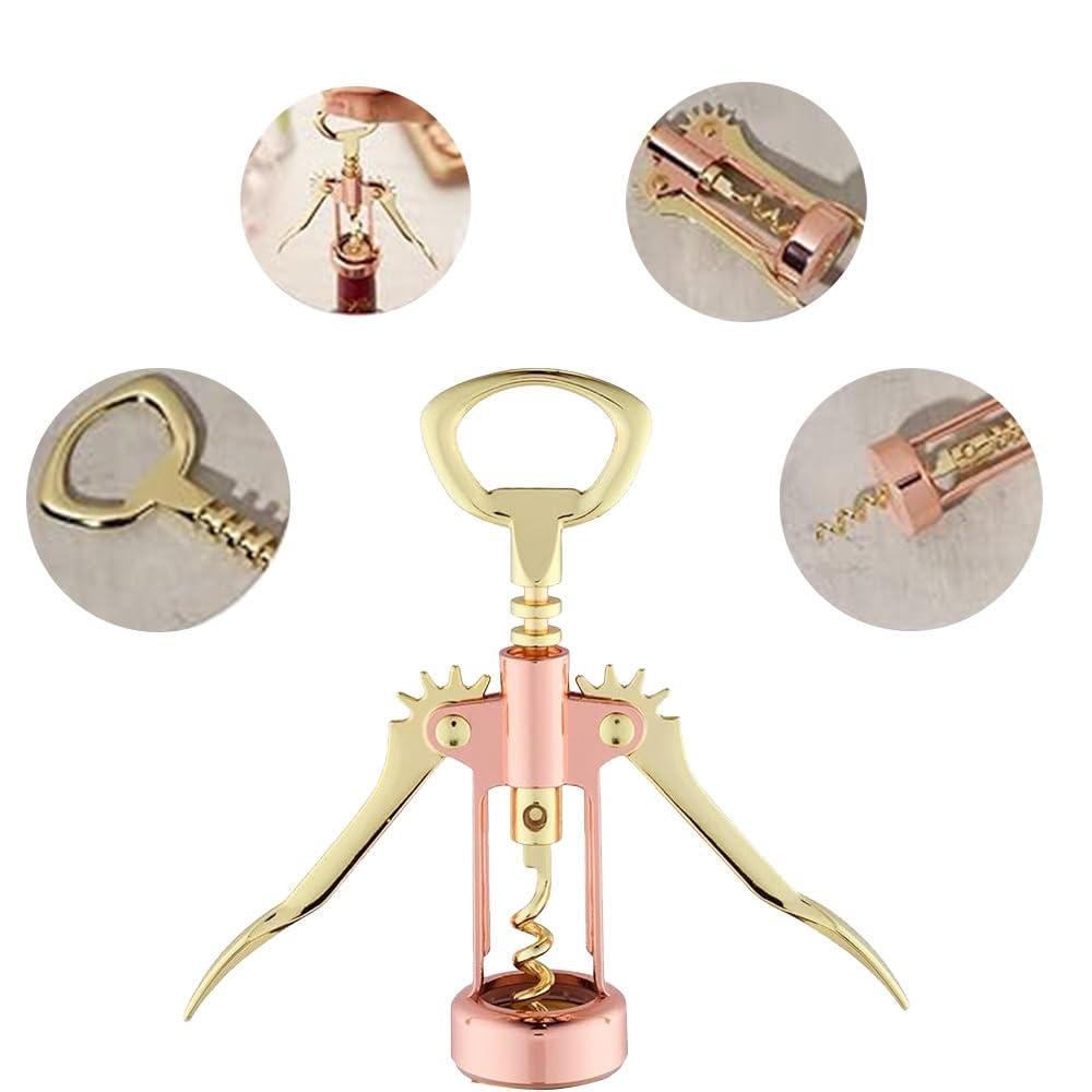 diyfixlcd Diyfixlcd 1 Piece Rose Gold Mixed Gold Winged Corkscrew, Wine Corkscrew, Multi-Function Corkscrew, Stainless Steel Bottle Opener