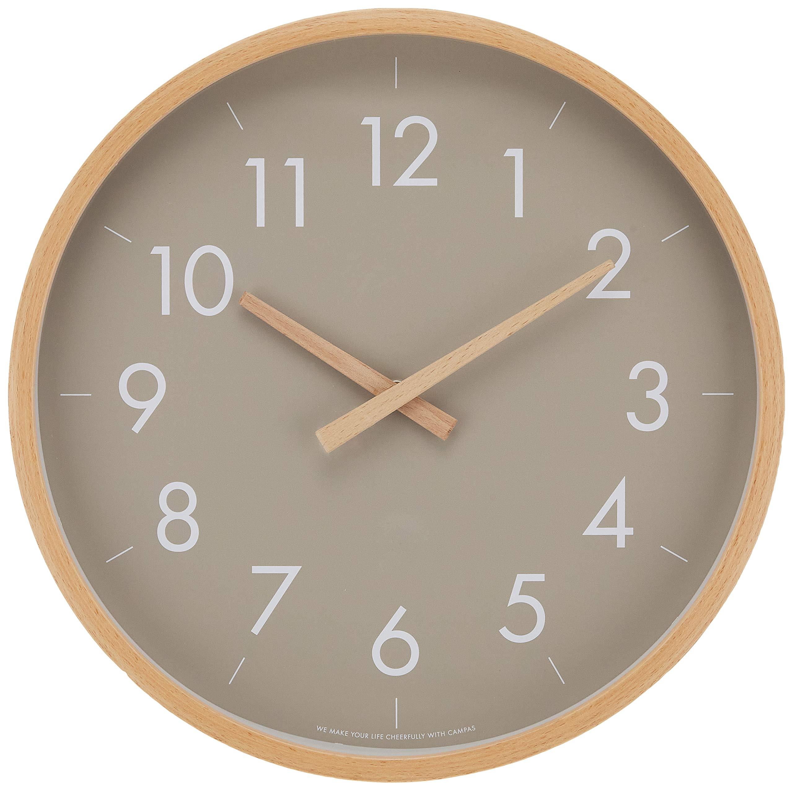 (Creer) Creer CAMPAS Wall Clock, Large Gray, 1.6 x 12.2 x 12.2 inches (4 x 31 x 31 cm)