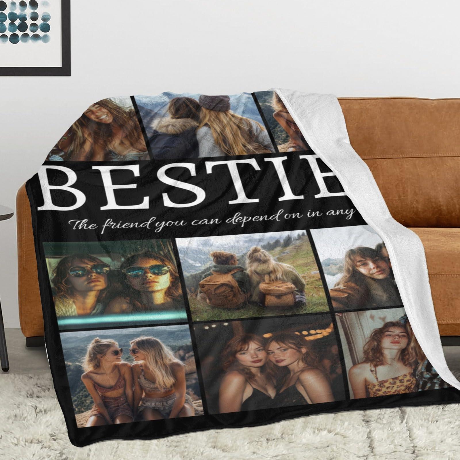 BTinoe Custom Blanket with Picture Text Personalized Photo Blanket Customized Blanket for Christmas Valentine\'s Day Birthday Gifts Customized Gifts for Mom Dad Couple Girlfriend Boyfriend Wife Husband