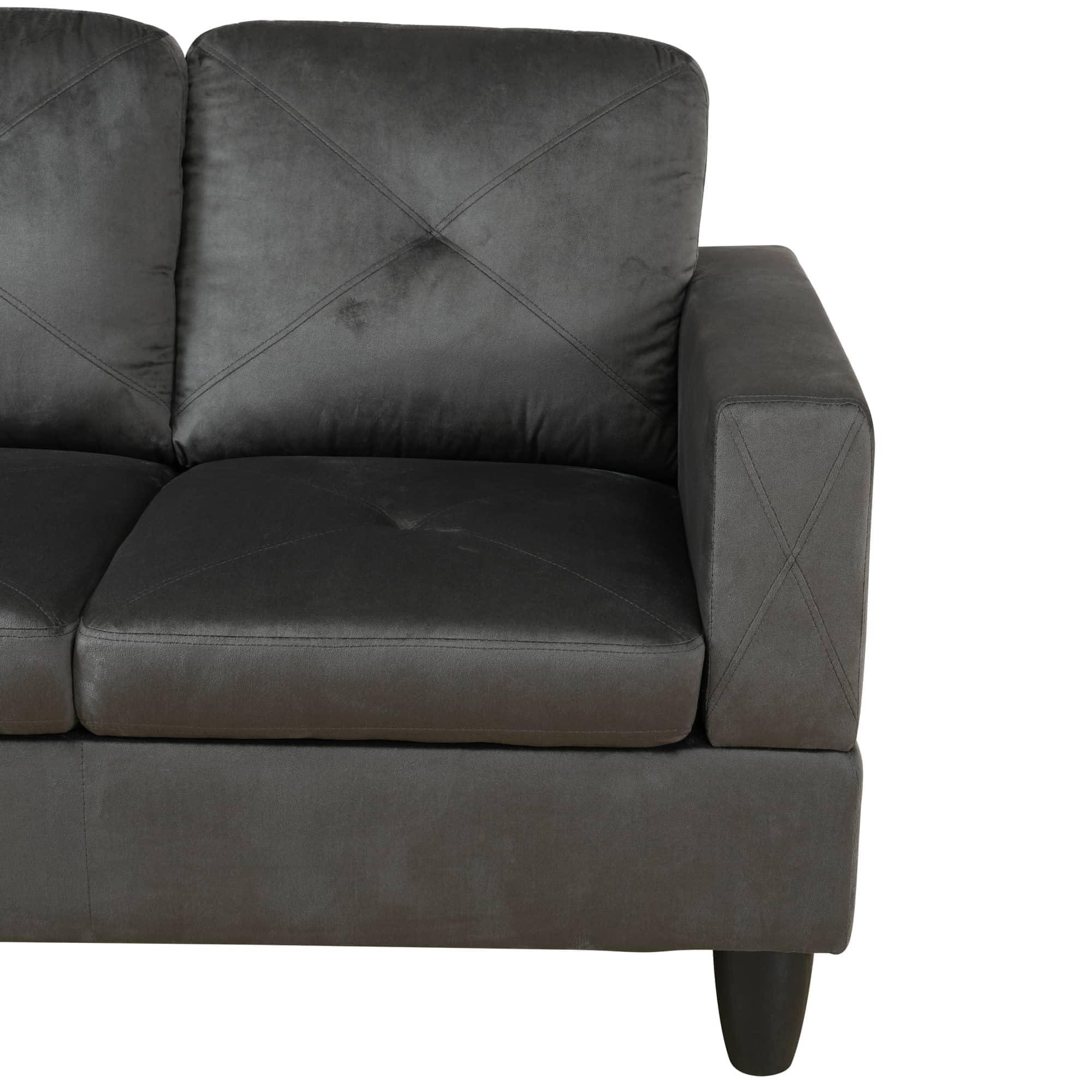 LOPOO LOPOO 3 Piece L-Shaped Sectional Sofa with 66.5'' Left Chaise Lounge, Storage Ottoman & Throw Pillows, 97'' Living Room Set, 5 Seat Upholstered Modular Sectional Couch for Apartment Grey Flannel