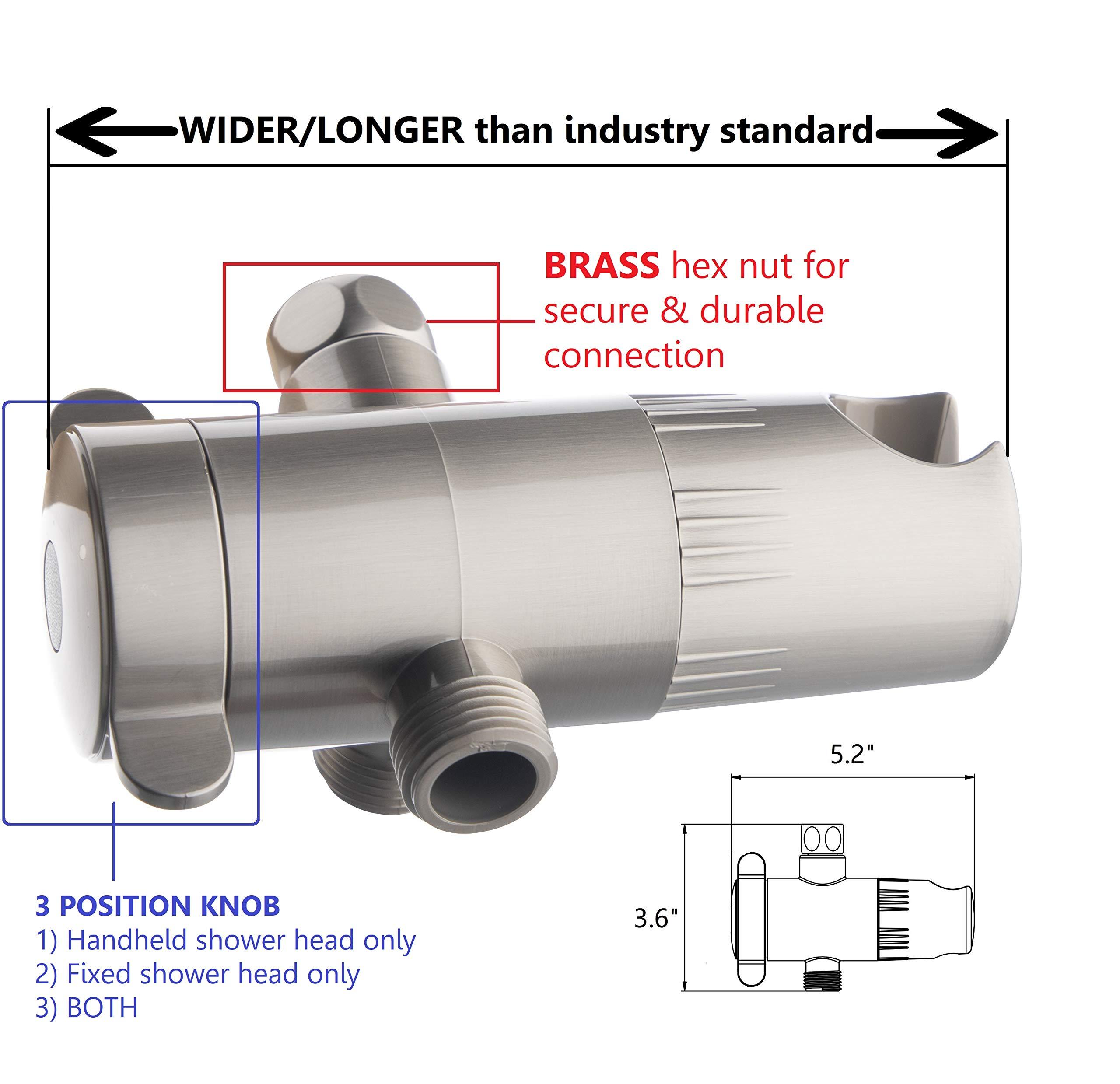 Ana Bath Ana Bath 5-Inch Anti-Clog High Pressure LARGE Dual Shower Head with Handheld Spray - 5 Unique Spray Modes/BRASS CONNECTOR/5 Ft Stainless Steel Hose/Spot Resist Brushed Nickel