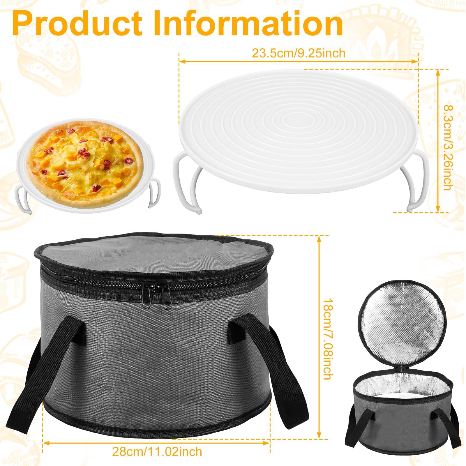 DNAMYJME DNAMYJME Round Pie Carrier with Foldable Tray Oxford Cloth Insulated Casserole Carrier Bag with Lid and Handle Portable Thermal Food Storage Bag 28x18cm for Picnic Hot or Cold Food