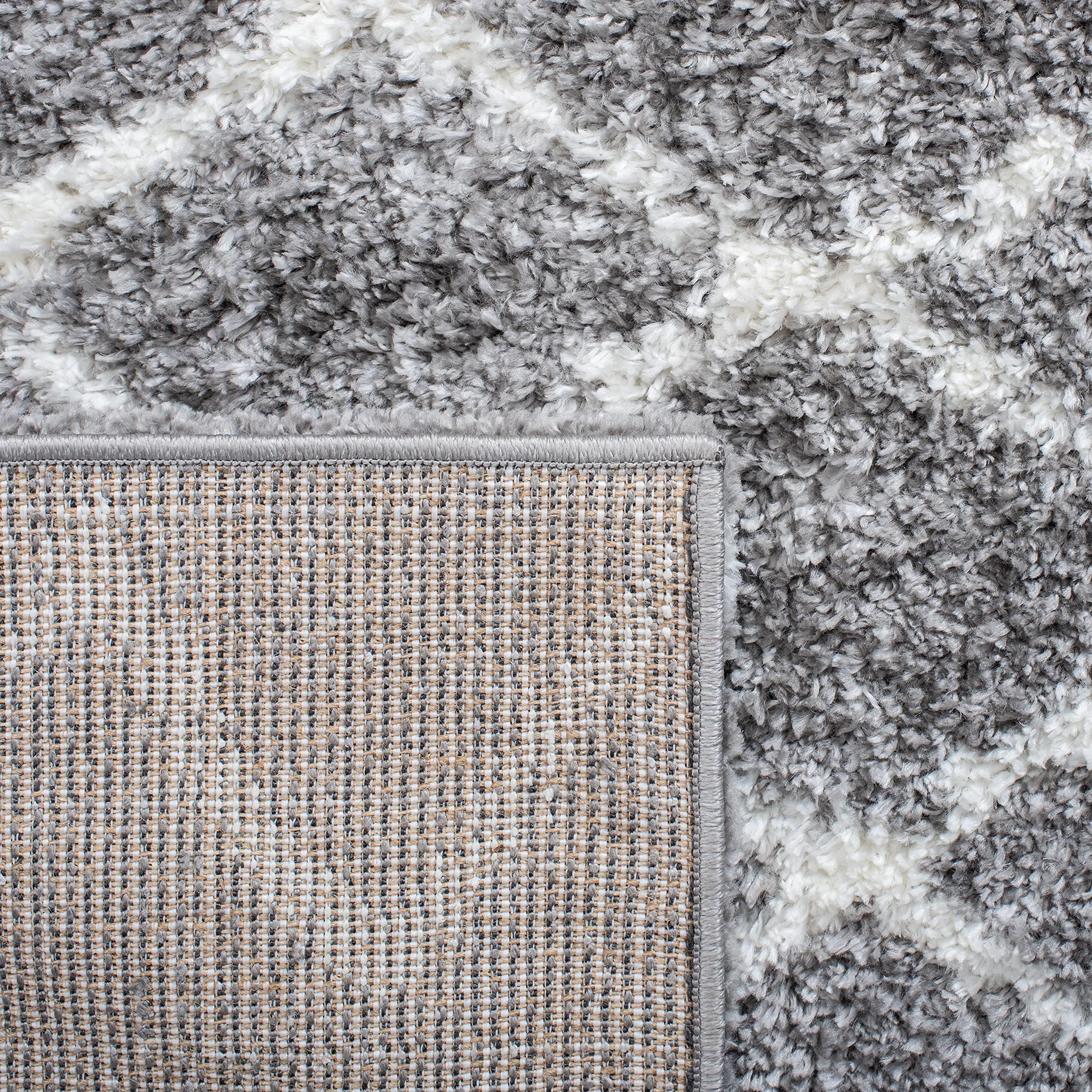 Safavieh SAFAVIEH Berber Shag Collection Area Rug - 9' x 12', Grey & Ivory, Moroccan Design, Non-Shedding & Easy Care, 1.2-inch Thick Ideal for High Traffic Areas in Living Room, Bedroom (BER194F)