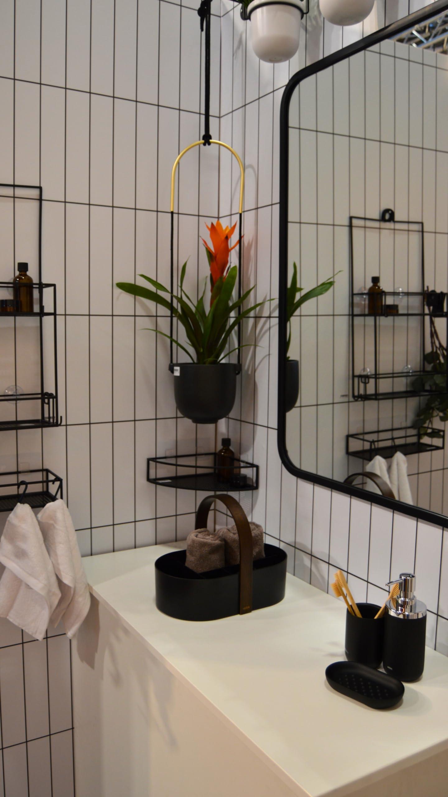 Umbra Umbra Hub Rectangular Wall Mirror with Rubber Frame, Modern Decor for Entryways, Washrooms, Living Rooms, Black