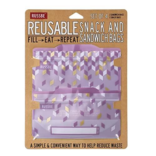 RUSSBE Russbe Metallic Confetti Reusable Snack & Sandwich Bags (Set Of 4), Purple