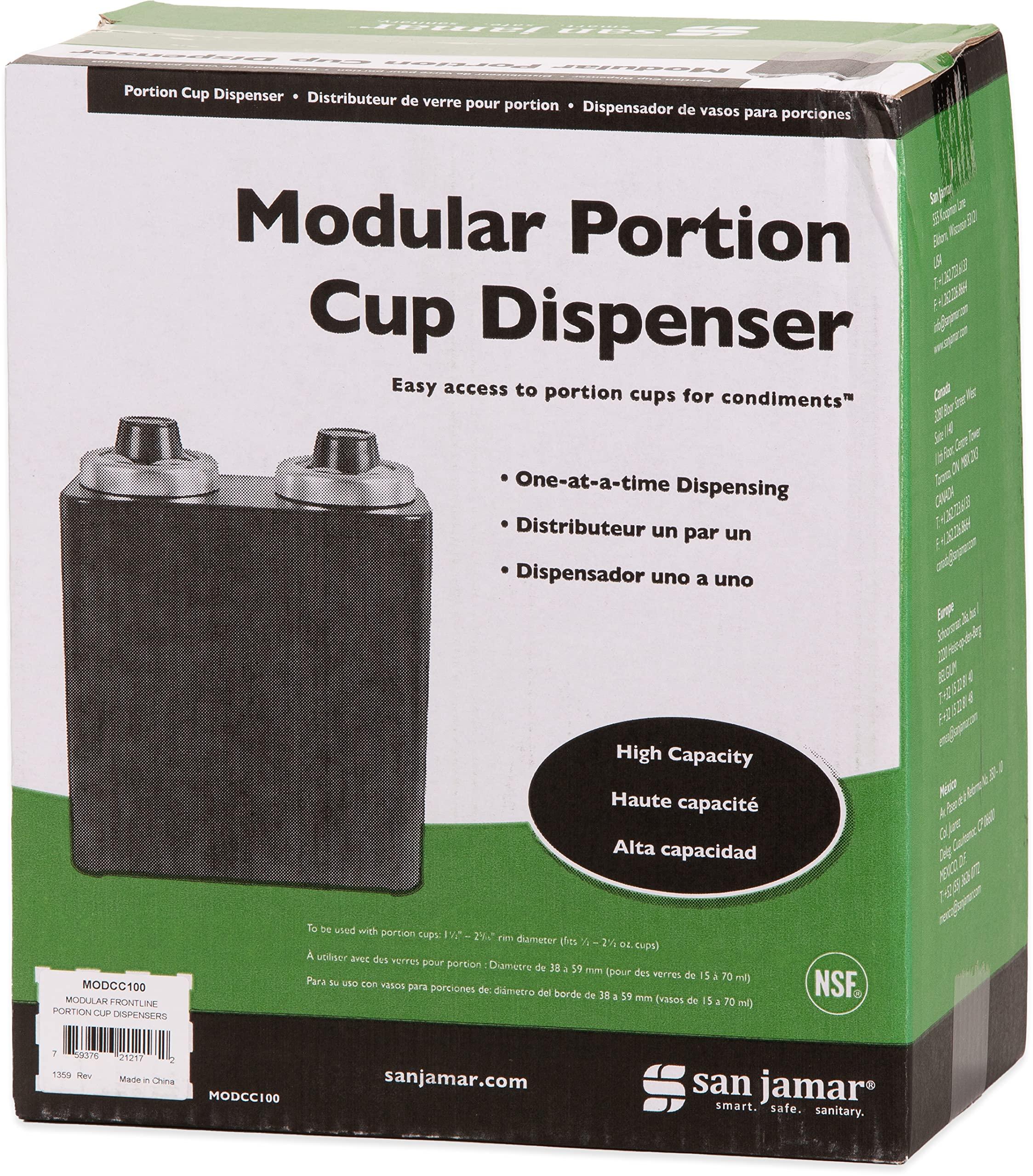 San Jamar San Jamar Frontline Portion Cup Dispenser, Dispenses Cups and Lids, Plastic, 6.5 x 11.75 Inches, Black