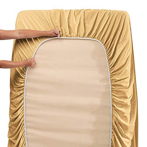 Anili Mili Anili Mili 1800 Collection 4-Piece Bed Sheet Set with Bonus Pillowcases, Twin, Camel Gold