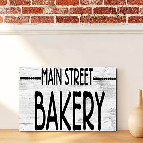Generic Wood Signs Ballkleid Main Street Bakery Wooden Sign with Funny Sayings Motivational Wall Art Rustic Wall Decorations for Living Room Kitchen Wall Hanger Retro Decoration Sign 12x18in