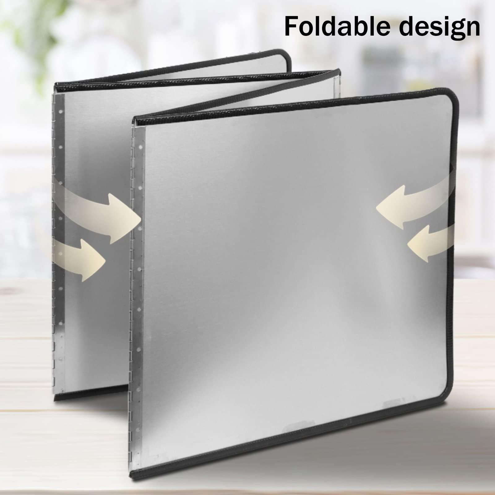 HJXGQJM Stove Splash Guard, Folding Stainless Steel Splatter Guard, Splatter Guard For Cooking, Portable Folding Cooker Side Fat Oil Splash Guard, 2 Sides/3 Sides/4 Sides Stove Splash Guard ( Size : 4 sides 7