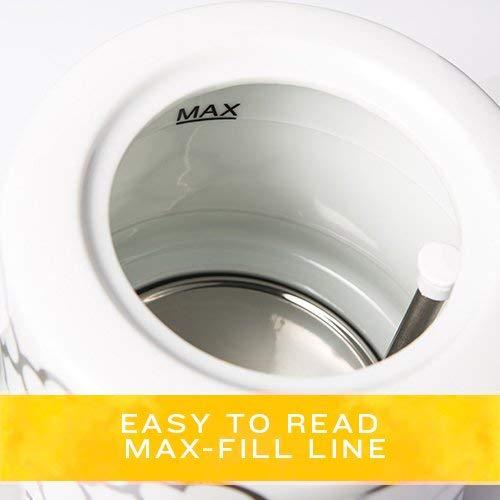 BELLA BELLA Electric Kettle & Tea Pot - Ceramic Water Heater with Detachable Swivel Base, Auto Shut Off & Boil Dry Protection, 1.2 Liter, Silver Tile Pattern