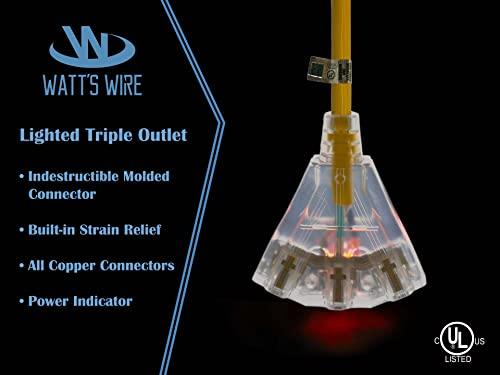 Watt\'s Wire 50 ft - 14 Gauge Retractable Extension Cord Reel - Heavy Duty Cable Reel w/Multi Outlet Lighted Receptacle - Premium Grade 13 Amp Extension Cord Retractable Reel w/Mounting Kit - by Watt\'s Wire