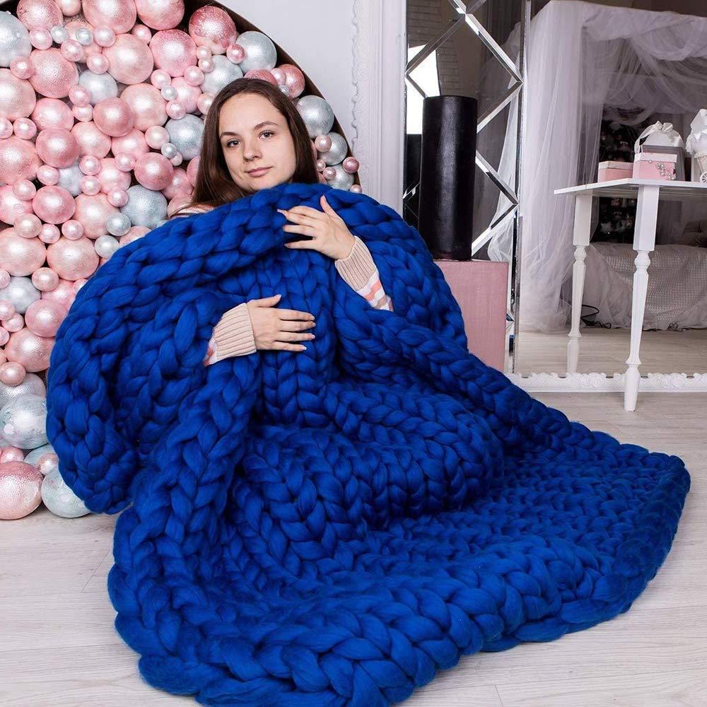 HXSM HXSM Chunky Knitted Blanket Handmade Braided Blanket Soft and Comfortable Knit Throw Blanket Home Decor Fluffy Blanket for Cuddling Up in Bed 4060CM(1624in) Yellow