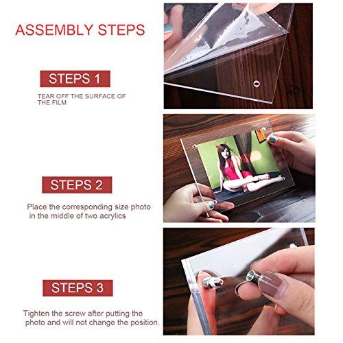 BFRed Acrylic Photo Frame 4x6 inch Brackets Or Hanging Picture Frames,File Certificate Photo Frame Wall Mount Floating and Desktop Photo Frame