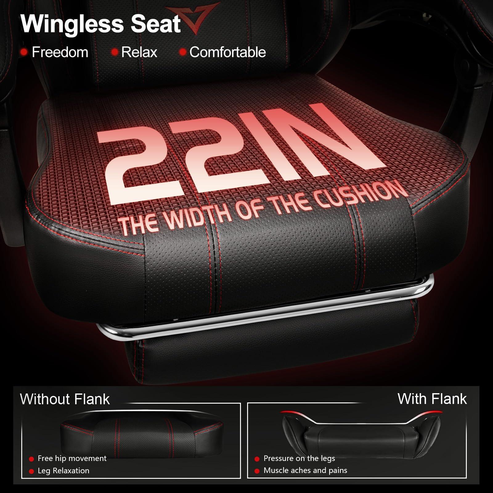 VITESSE VITESSE Big and Tall Gaming Chair 400lb Weight Capacity with Footrest, Ergonomic Video Game Chair for Adults with Oversized Headrest and Lumbar Pillow, Computer Chair Gaming for Office (Black+Red)