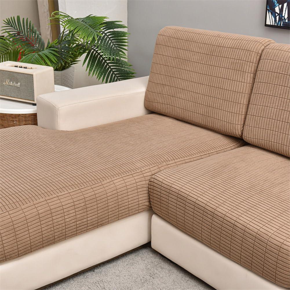 vctops vctops Magic Sofa Cover Anti Slip Stretch Couch Covers Wear-Resistant Slipcover with Elastic Bottom L Shape Sofa Slipcover Furniture Protector, 1 Piece (Camel,Medium)