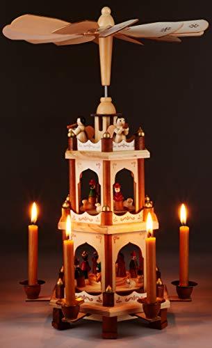 BRUBAKER BRUBAKER Wooden Christmas Pyramid - 18 Inches - 3 Tier Carousel - Nativity Play
