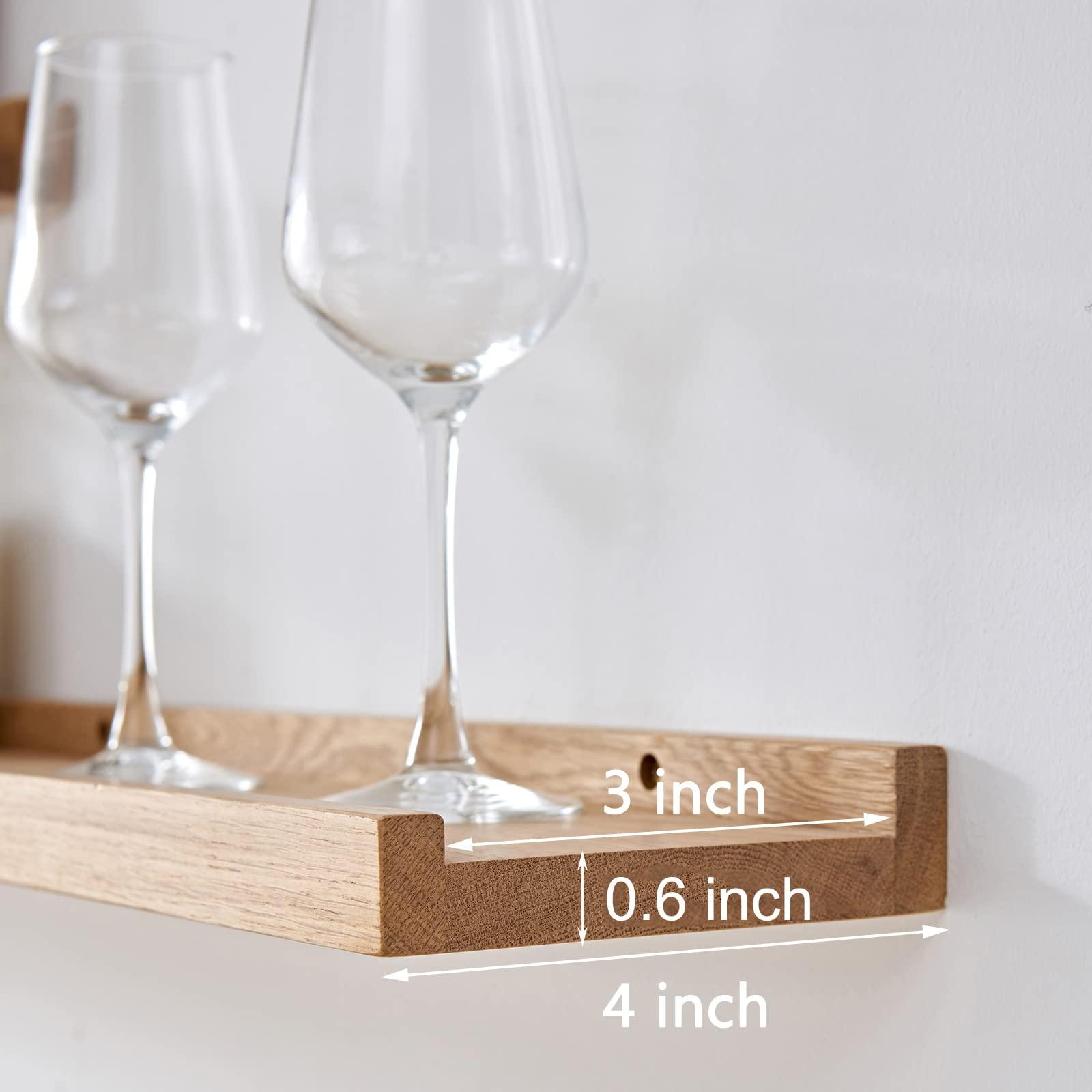 Recogwood Recogwood Floating Shelves Wall Mounted, 12 Inch Wall shelves for Decor and Storage, Natural Solid Oak Wood Shelf, Picture Ledge for Bedroom/Bathroom/Living Room/Kitchen/Laundry Room, Natural Color