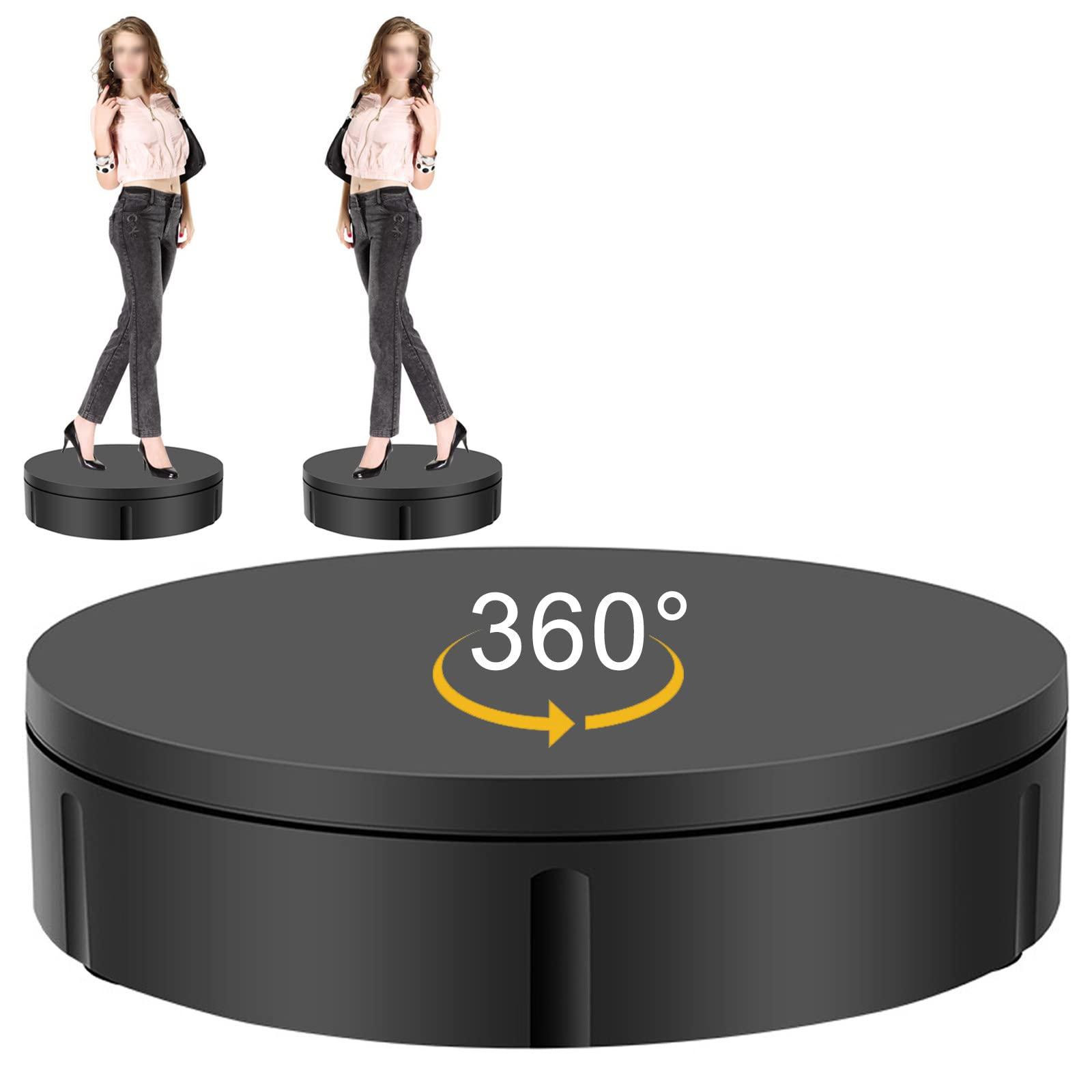 FONOBO FONOBO Motorized Rotating Display Stand 360 Electric Turntable with 5 PVC Backgrounds, 330Lb Load for Display Heavy Duty Product,Black