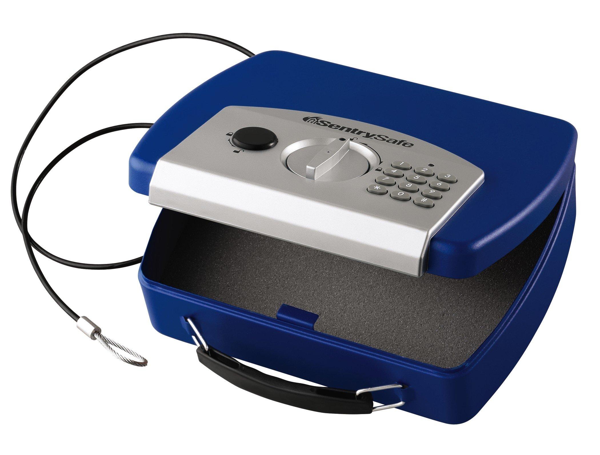 SentrySafe SentrySafe Small Blue Safe with Digital Keypad, Lock Box for Dorm or Travel can Store Money, Jewelry, Passports, 0.08 Cubic Feet, Exterior: 2.9 x 10 x 7.9 inches, P008EBLU